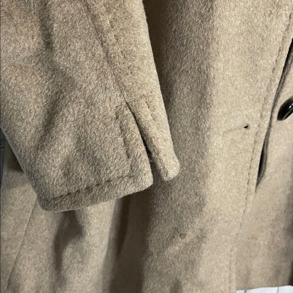 Ellen Tracy Camel Wheat Tan Wool Angora Blend Pea Coat Jacket Size 14W - Picture 5 of 11